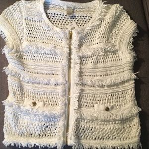 NWT CACHÉ Knit Sweater Cardigan Vest Cotton